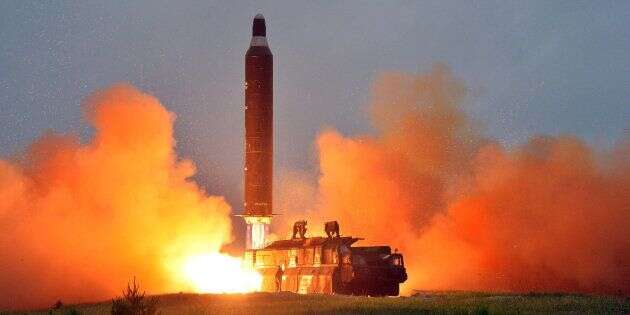Un test de missile balistique en Corée du Nord. Photo non datée, diffusée par l'agence nord-coréenne KCNA.