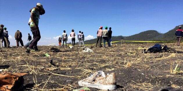 Le site du crash du Boeing 737 d'Ethiopian Airlines à Bishoftu, près d'Addis Ababa, le 10 mars.