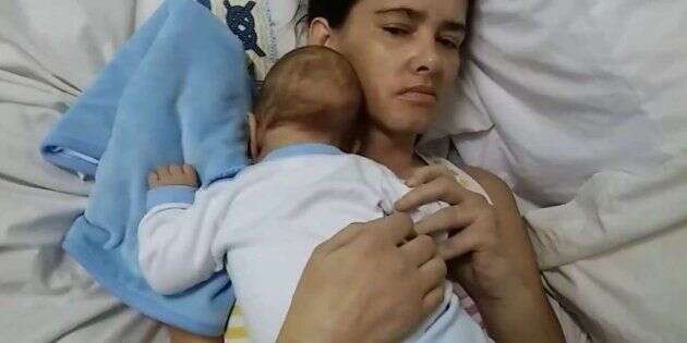 Amelia Bannan et son fils, Santino, aujourd'hui âgé de trois mois.