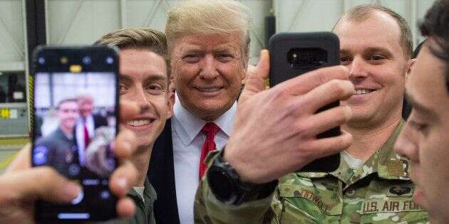 Donald Trump lors d'une visite à la base américaine de Ramstein en Allemagne, le 27 décembre 2018.