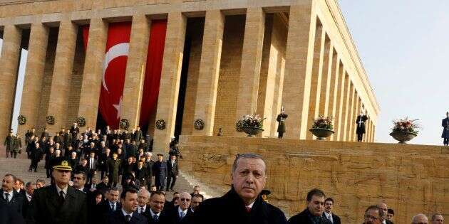 Le Président Tayyip Erdogan assiste à la cérémonie en l'honneur du 79ème anniversaire de la mort d'Atatürk, au mausolée Mustafa Kemal Atatürk, à Ankara, Turquie, le 10 novembre 2017.