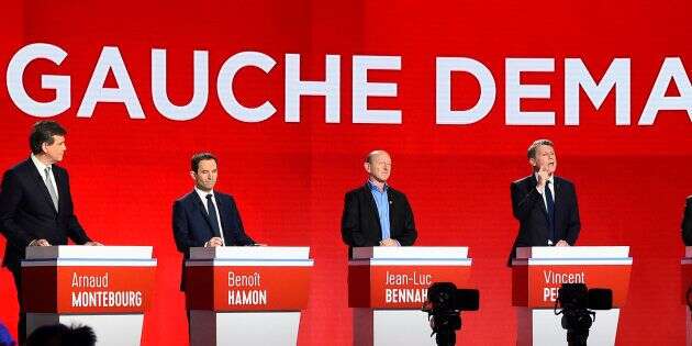 Les candidats à la primaire de la gauche lors du débat du 15 janvier 2017. REUTERS/Bertrand Guay/Pool