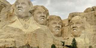 Le visage du président américain sur la célèbre montagne américaine. Capture Twitter @rocketcat88