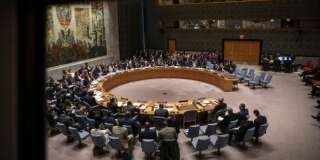 Le Conseil de sécurité de l'ONU à New Yorl le 14 avril 2018.