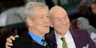 From left, British actors Patrick Stewart and Ian McKellen arrive for the UK Premiere of X-Men Days Of Future Past at a central London cinema, Monday, May 12, 2014. (Photo by Jonathan Short/Invision/AP)