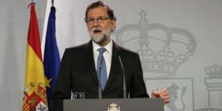 Le Premier ministre espagnol Mariano Rajoy après un Conseil des ministres extraordinaire le 27 octobre à Madrid.