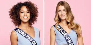Les photos des 30 candidates à l'élection Miss France 2019 ont été dévoilées. Ici : Miss Nord-Pas-de-Calais, Annabelle Varane et Miss Ile-de-France, Alice Querette.