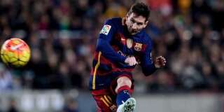 Coup-franc de Messi face à l'Athletic Bilbao en match retour de la Coupe d'Espagne le 17 janvier dernier