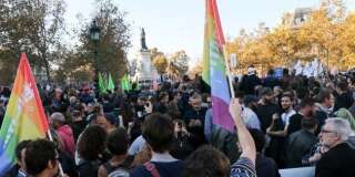 Manifestation contre les actes homophobes et les LGBT-phobies à Paris, le 21 octobre 2018.