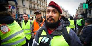 Victor Lenta, interviewé le 12 janvier par Le HuffPost à la manifestation parisienne des gilets jaunes.
