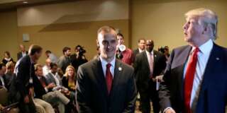 FILE - In this Aug. 25, 2015 file photo, Republican presidential candidate Donald Trump, right, walks with his campaign manager Corey Lewandowski after speaking at a news conference in Dubuque, Iowa.  Breitbart News reporter Michelle Fields, who said that she was grabbed by Lewandowski as she attempted to question Trump  in Florida on Tuesday, March 8,  has resigned from the conservative website, saying that she can't work for an organization that doesn't support her. (AP Photo/Charlie Neibergall, File)