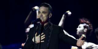 Robbie Williams lors des Brit Awards à Londres en 2017.
