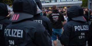 Le 1er septembre, la police intervient lors d'une manifestation de l'extrême droit à Chemnitz.