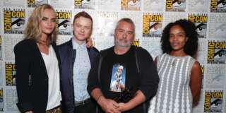 Cara Delevingne, Dane DeHaan, Luc Besson and Virginie Besson-Silla seen at the EuropaCorp presentation of Luc Besson's 