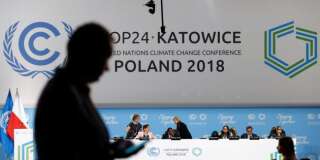 A participant's shilouette is seen during the COP24 UN Climate Change Conference 2018 in Katowice, Poland December 2, 2018. REUTERS/Kacper Pempel