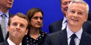 Le Président Emmanuel Macron et Bruno Le Maire, ministre de l'Economie et des Finances