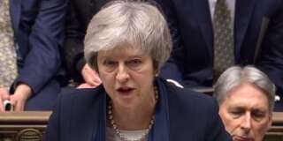 Theresa May au Parlement britannique à Londres le 15 janvier 2019.