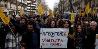 Manifestation contre l'antisémitisme à Paris en mémoire de Mireille Knoll, tuée à Paris en mars 2018.