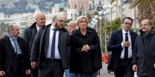 Marine Le Pen à l'occasion d'un déplacement à Nice en compagnie de l'ancien identitaire Philippe Vardon.