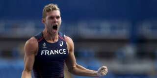 2016 Rio Olympics - Athletics - Final - Men's Decathlon Pole Vault - Groups - Olympic Stadium - Rio de Janeiro, Brazil - 18/08/2016. Kevin Mayer (FRA) of France reacts. REUTERS/Phil Noble FOR EDITORIAL USE ONLY. NOT FOR SALE FOR MARKETING OR ADVERTISING CAMPAIGNS.