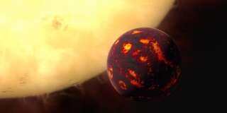 L'exoplanète 55 cnc e pourrait être composée de saphirs et de rubis (vue d'artiste)