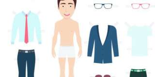 Vector Illustration of Cute Businessman Paper Doll with Set of Clothes for Cutting.
