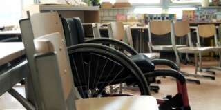 Wheelchair in a classroom.shallow DOF...