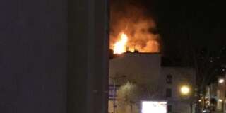 Photo de l'incendie à Lyon partagée sur Twitter.