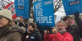 Des militants de l'ACLU manifestant à Washington le 29 janvier 2017.