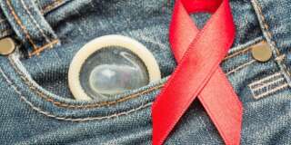 condom peeking out from jeans...
