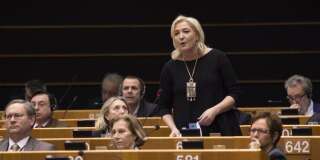 Marine Le Pen au Parlement européen le 25 février 2015.