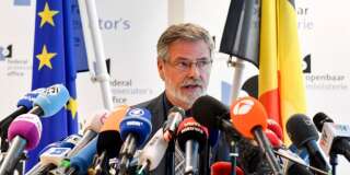 Le porte-parole du parquet fédéral Eric Van der Sypt lors d'une conférence de presse le 21 juin à Bruxelles.