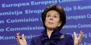 European Digital Agenda Commissioner Neelie Kroes addresses a news conference on