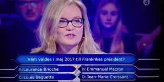 Entre humour et cliché, la télévision suédoise demande à une candidate d'un jeu qui est le président français