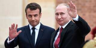 Emmanuel Macron et Vladimir Poutine, lors de leur rencontre au château de Versailles en mai 2017.