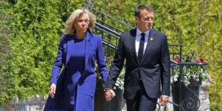 Le président Emmanuel Macron et son épouse Brigitte au sommet du G7 au Canada.