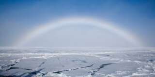 North Pole, Arctic Ocean, fog bow on blue sky
