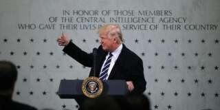 Donald Trump donne un discours lors d'une visite à la CIA à Langley, en Virginie, le 21 janvier.