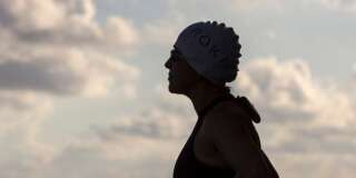 Norma Bastidas juste avant de se lancer dans son triathlon record, à Cancun, en mars 2014. (MEXICO - Tags: SPORT TRIATHLON SOCIETY)