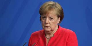 Angela Merkel durant sa conférence de presse avec Giuseppe Conte à Berlin le 18 juin 2018.