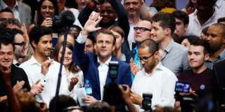 Emmanuel Macron, alors encore ministre de l'Economie, lors de son meeting de la Mutualité à Paris.