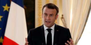 Emmanuel Macron en conférence de presse à l'Élysée le 25 février