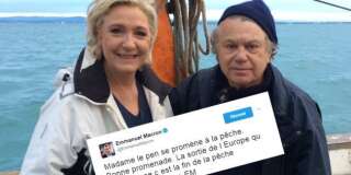 Marine Le Pen va à la pêche, Macron se moque sur Twitter
