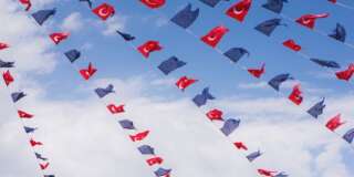 Turkey and European Union flags in Taksim Square