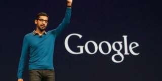 Sundar Pichai, senior vice president of Android, Chrome and Apps, waves after speaking during the Google I/O 2015 keynote presentation in San Francisco, Thursday, May 28, 2015. (AP Photo/Jeff Chiu)