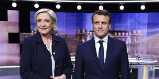 Marine Le Pen et Emmanuel Macron avant leur débat d'entre-deux-tours le 3 mai 2017.