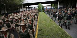 La FANB, l'armée vénézuélienne, pendant un exercice militaire à Caracas ce weekend.