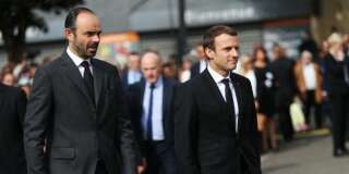 Emmanuel Macron et Edouard Philippe à Saint-Etienne du Rouvray le 26 juillet.