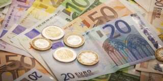 Pile of Euros: 1, 2, 20, 50, 100, 200 and 500 euro