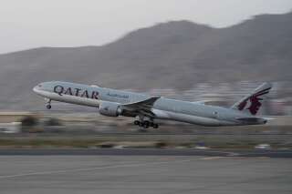 Un avion Qatar Airways transportant des étrangers en fuite quitte l'aéroport de Kaboul, le 9 septembre 2021. Un deuxième a fait un trajet similaire ce vendredi.